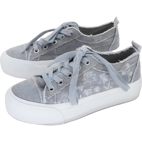 Blowfish Malibu Sadie-Sun Embroidered Canvas Sneakers Gray Women's US 8.5M - Picture 2 of 6